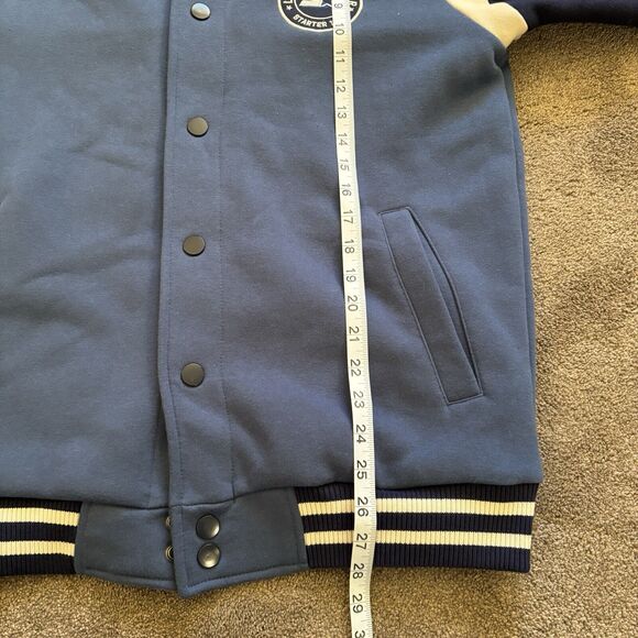 STARTER Varsity Jacket Button Down Blue Logo Sports - Mens Size Medium - Picture 8 of 8